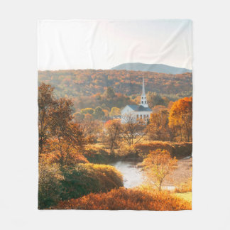 Stowe morning in Autumn with colorful foliage and Fleece Blanket