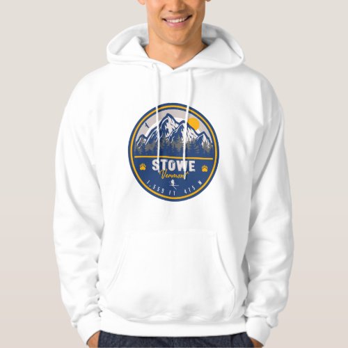 Stowe Mountain Vermont Retro Sunset Ski Souvenir Hoodie