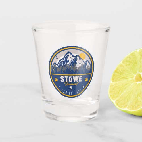 Stowe Mountain Vermont Retro Sunset Ski Souvenir Shot Glass