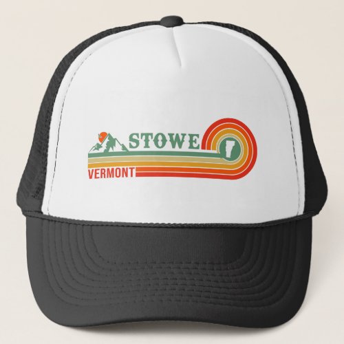 Stowe Mountain Vermont Retro Sunset Ski Souvenir Trucker Hat
