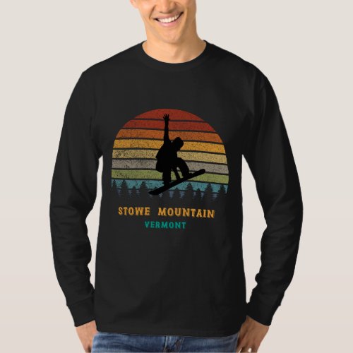 Stowe Mountain Vermont Vintage Sun Snowboarding Sn T_Shirt