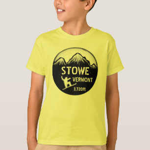 Stowe Vermont boys yellow snowboard art tee