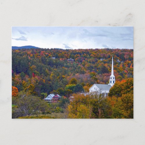 Stowe Vermont Community Church Autumn Postcard