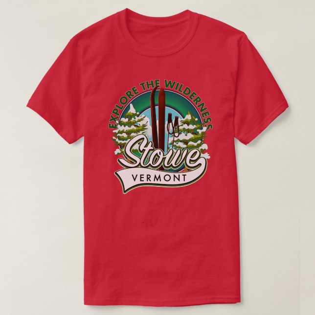Stowe Vermont explore the Wilderness ski T-Shirt (Design Front)