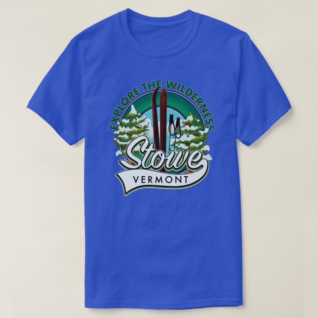 Stowe Vermont explore the Wilderness ski T-Shirt (Design Front)