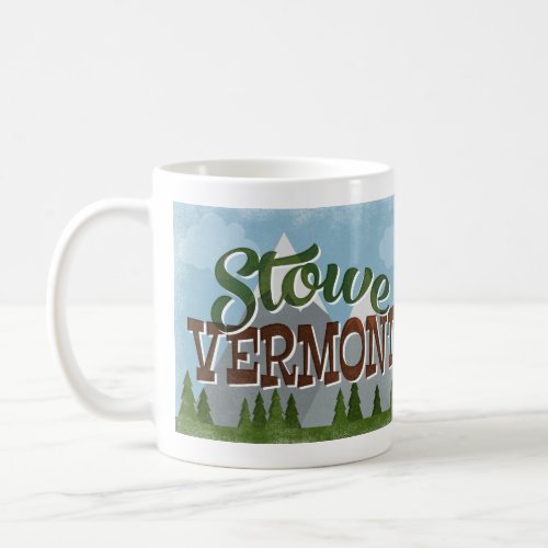 Stowe Vermont Fun Retro Snowy Mountains Coffee Mug