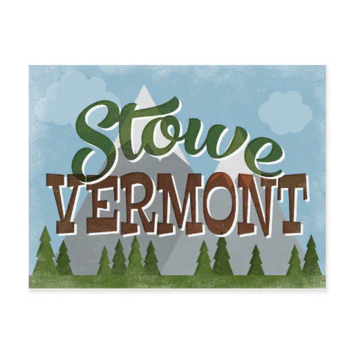 Stowe Vermont Fun Retro Snowy Mountains Postcard