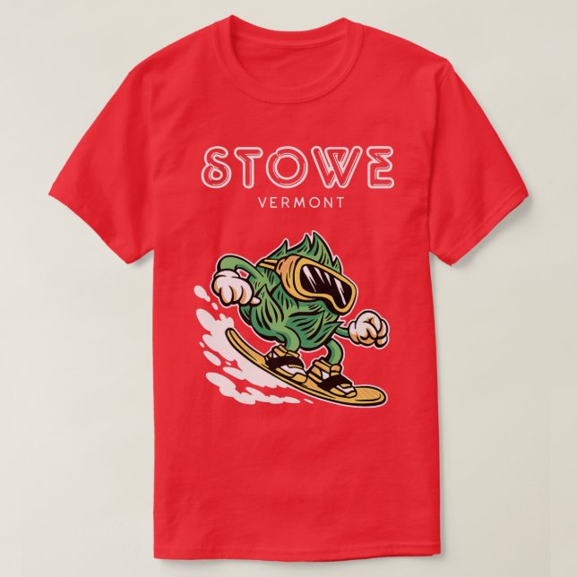 Stowe Vermont  Funny Snowboarding Beer Hops  T-Shirt (Design Front)