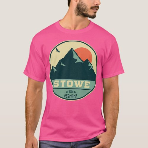 Stowe Vermont Retro Mountain Badge T_Shirt