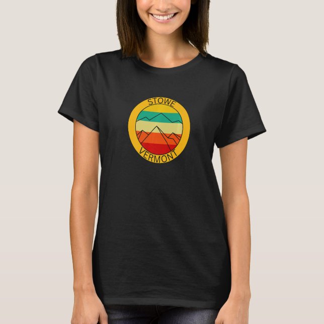 Stowe Vermont Retro Mountain Sunset Souvenir   T-Shirt (Front)