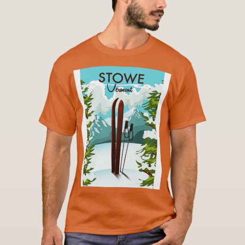 Stowe Vermont Ski print art T_Shirt