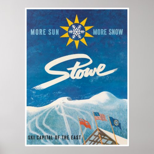 Stowe Vermont Ski Travel Vintage Poster