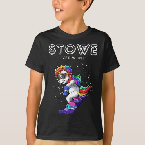 Stowe Vermont Snowboard and Ski Unicorn T_Shirt