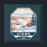 Stowe Vermont Winter Vintage Magnet<br><div class="desc">Stowe Winter art design showcasing the winter landscape.</div>