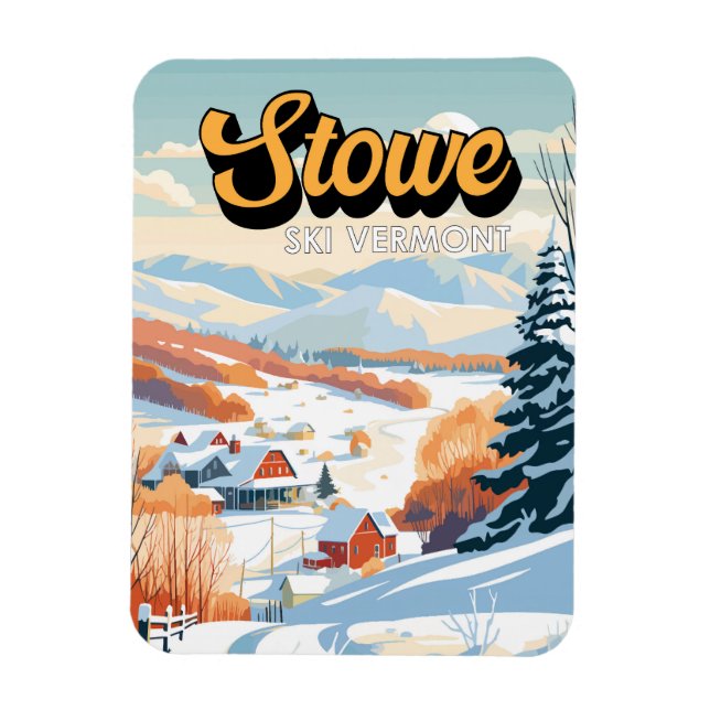 Stowe Vermont Winter Vintage Magnet (Vertical)
