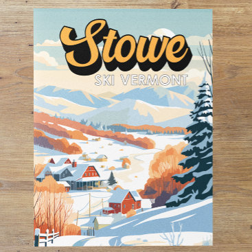 Stowe Vermont Winter Vintage Postcard