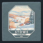 Stowe Vermont Winter Vintage Stone Coaster<br><div class="desc">Stowe Winter art design showcasing the winter landscape.</div>
