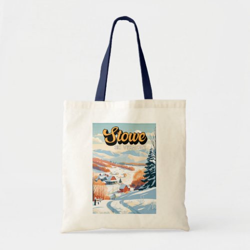 Stowe Vermont Winter Vintage Tote Bag