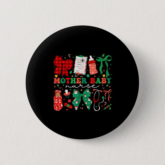 Stpartum Xmas Coquette Mother Baby Nurse Christmas Button (Front)