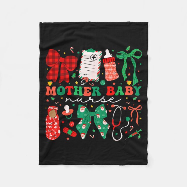 Stpartum Xmas Coquette Mother Baby Nurse Christmas Fleece Blanket (Front)