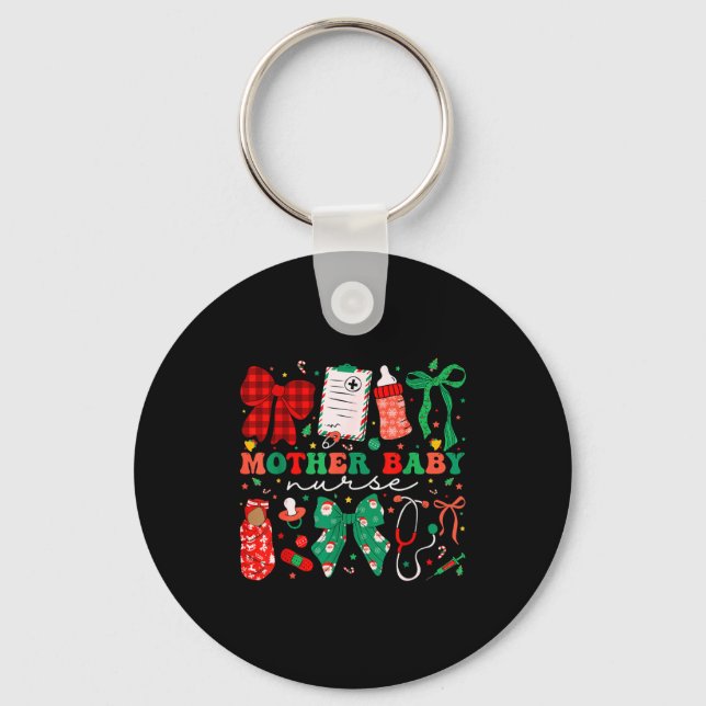 Stpartum Xmas Coquette Mother Baby Nurse Christmas Keychain (Front)