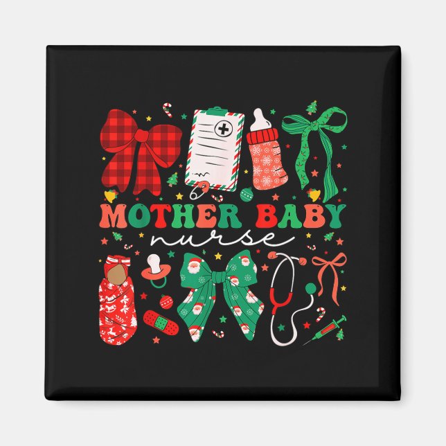 Stpartum Xmas Coquette Mother Baby Nurse Christmas Magnet (Front)