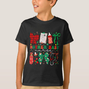 Stpartum Xmas Coquette Mother Baby Nurse Christmas T-Shirt