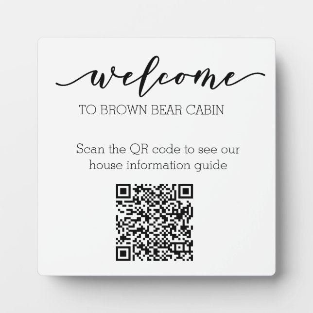 STR Guide QR Code Information guide Rental home  Plaque (Front)