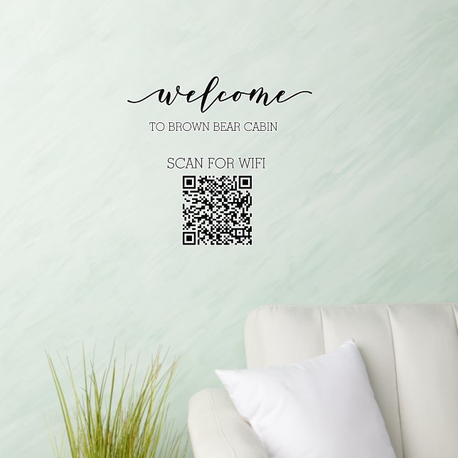 STR Guide QR Code Information WIFI Rental   Wall Decal (Living Room)