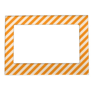 [STR-OR-1] Orange and white candy cane striped Magnetic Photo Frame