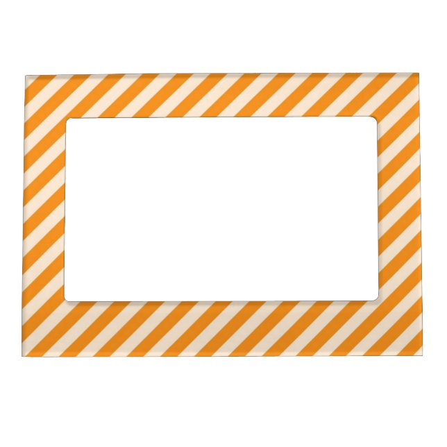 [STR-OR-1] Orange and white candy cane striped Magnetic Photo Frame (Front)
