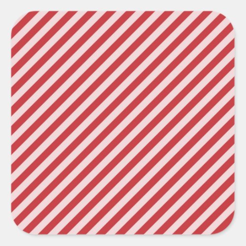 STR_RD_1 Red and white candy cane striped Square Sticker