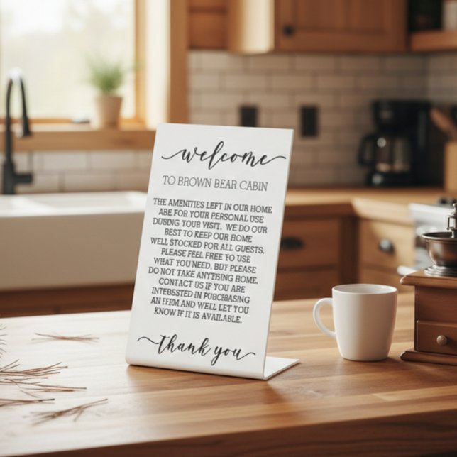 STR Short term Rental Vacation Amenities Inventory Pedestal Sign (Creator Uploaded)