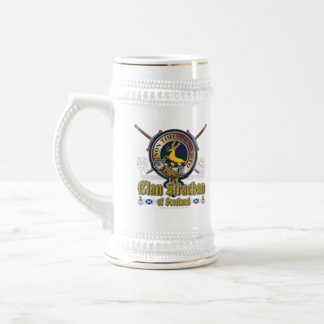 Strachan Clan Badge Beer Stein (Left)