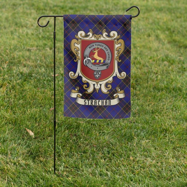 Strachan Clan Badge & Tartan Personalized Garden Flag (In SItu)