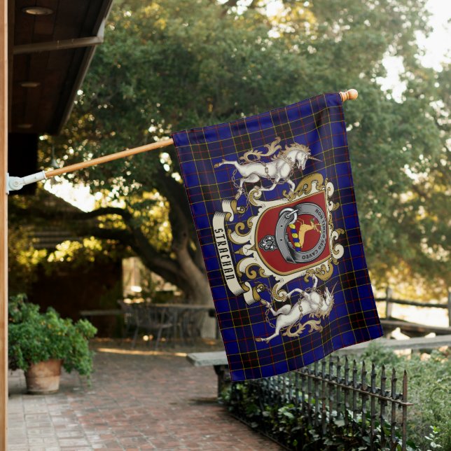 Strachan Clan Badge & Tartan Personalized House Flag (In SItu)