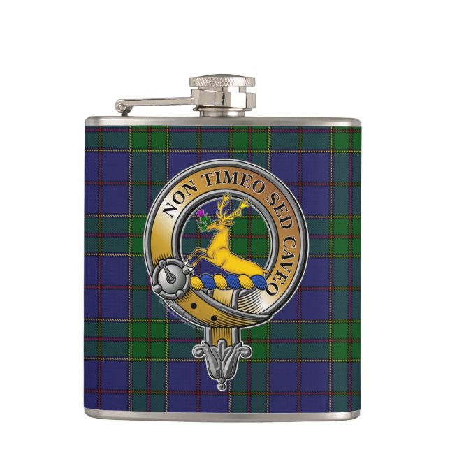 Strachan Tartan & Badge Flask (Front)