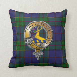 Strachan Tartan & Badge Throw Pillow