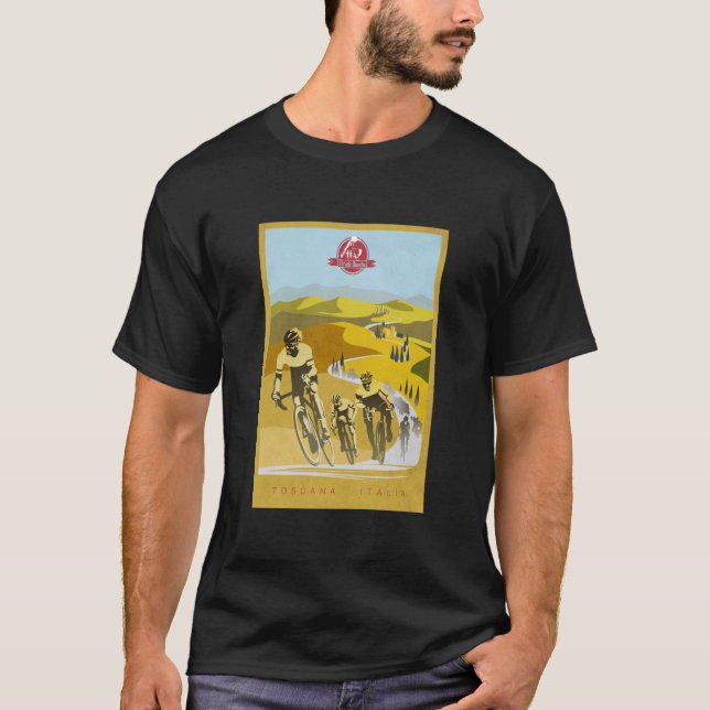 Strade Bianche Retro Cycling Art  T-Shirt (Front)
