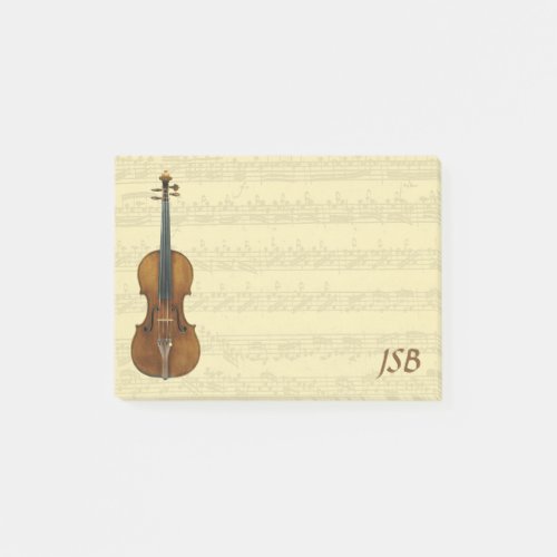 Stradivari Violin Bach Partita Manuscript Monogram Post_it Notes
