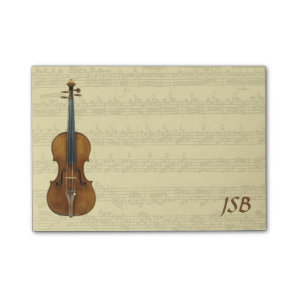 Stradivari Violin Bach Partita Manuscript Monogram Post-it Notes