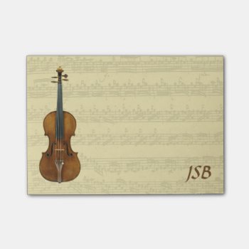 Stradivari Violin Bach Partita Manuscript Monogram Post-it Notes by missprinteditions at Zazzle
