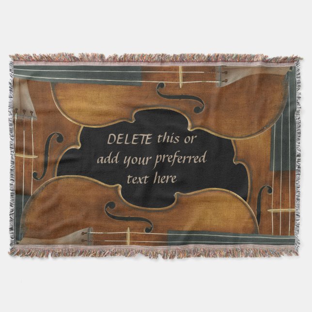 Stradivari Violin Quartet with Customizable Name Throw Blanket (Front)