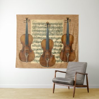 Stradivarius Violin Trio Bach Chaconne Manuscript Tapestry by missprinteditions at Zazzle