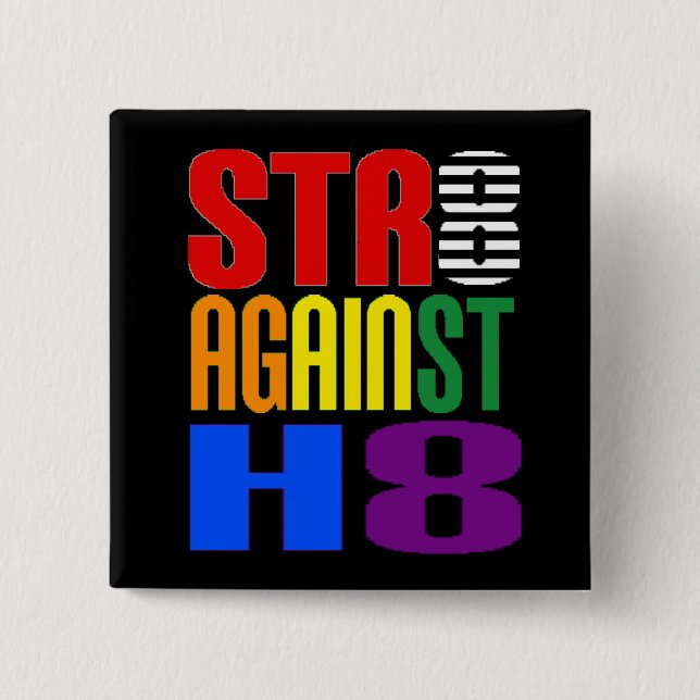 Straight Against Hate LGBT Ally Pinback Button (Front)