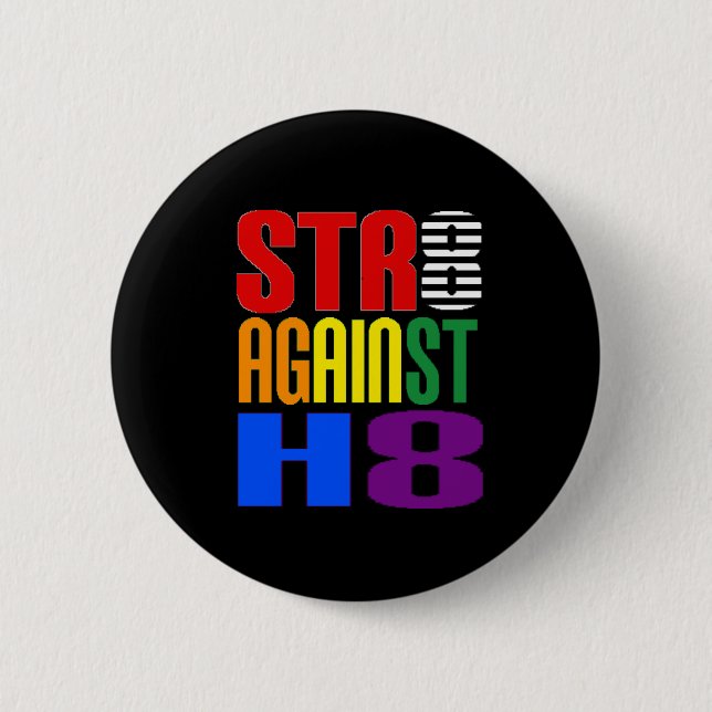 Straight Against Hate LGBT Ally Round Button (Front)