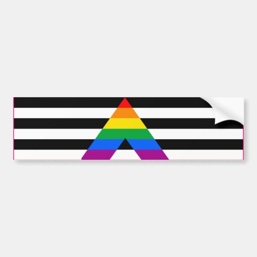 STRAIGHT ALLY FLAG BAR BUMPER STICKER