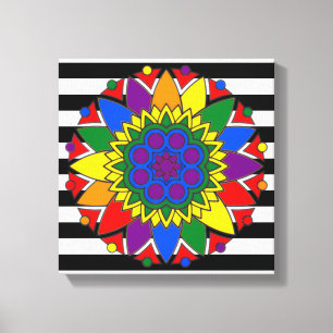 Straight Ally Flag Colors LGBT Supporter Mandala Canvas Print