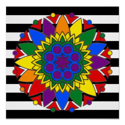 Straight Ally Flag Colors LGBT Supporter Mandala Poster
