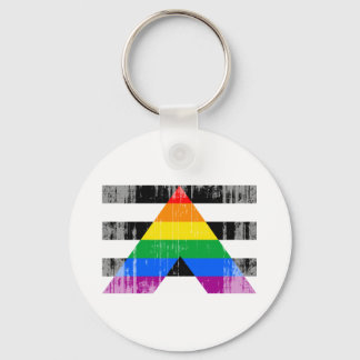 Straight Ally Flag distressed Keychain